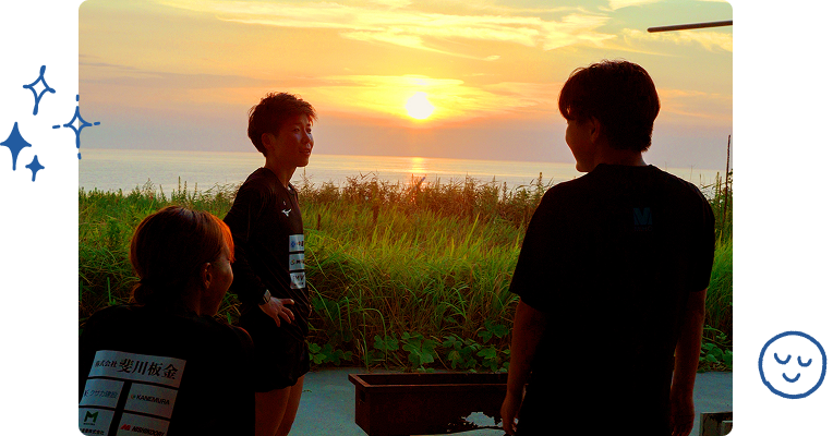 海沿いの練習場から見る夕日