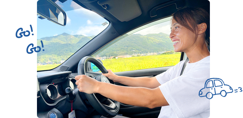 車内で会話をする選手たち
